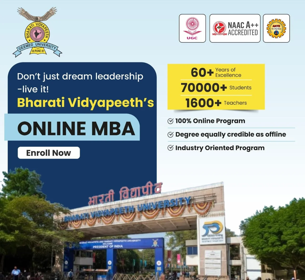 Education social media creative for Bharati Vidyapeeth