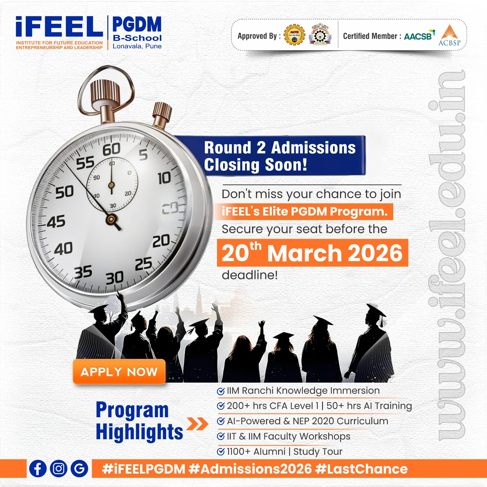 Social media post design for iFEEL – admissions campaign